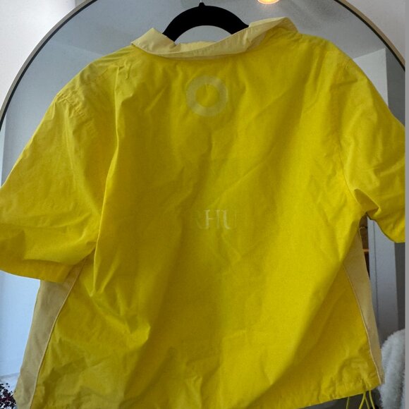 zara X RHUIGI TECHNICAL SHIRT Neon Yellow Half-Zip Nylon Jacket size small - Picture 4 of 4